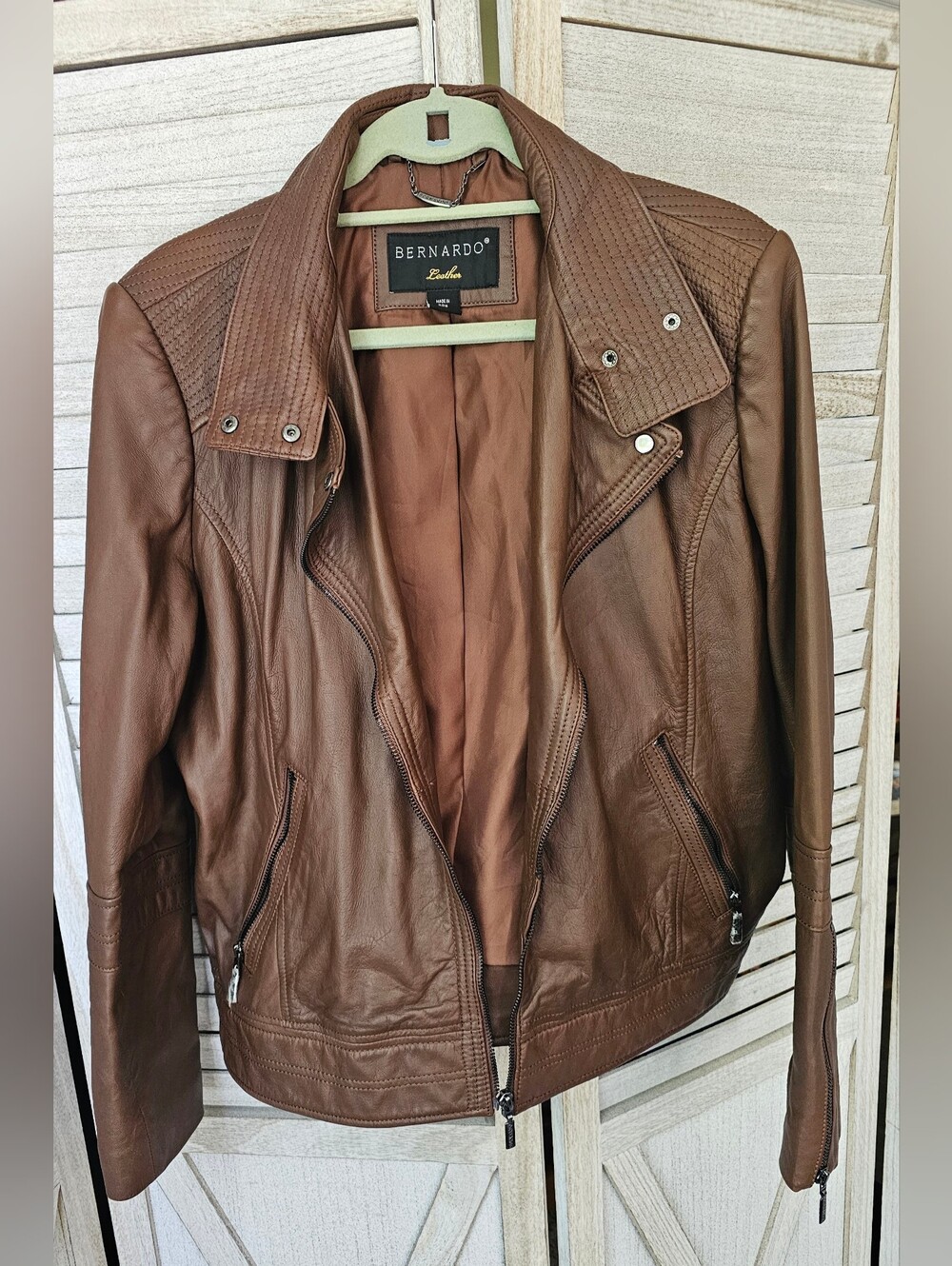✨ Bernardo Genuine Leather Brown Moto Biker Jacket ✨